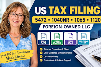 prepare and file form 5472, 1040nr, 1065, pro forma 1120 for foreign owned llc
