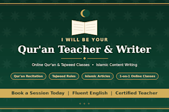 be your online quran tutor and content writer