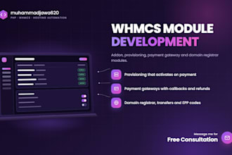 do whmcs module development, payment gateway and domain registrar module