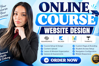 set up squarespace online course website, kajabi, ghl, thinkific content upload