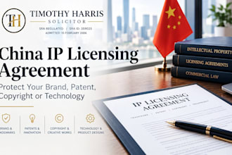 draft a china IP licensing agreement for your brand, patent or copyright