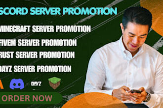 promote your gaming fivem server, dayz, rust, minecraft server discord promotion
