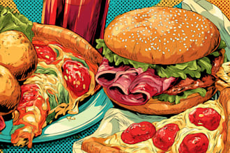 draw food pop art illustrations