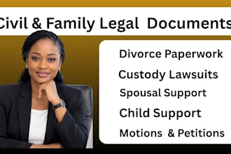 draft custody, divorce petitions, and family law legal documents