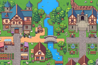 create pixel art game map rpg maker tilemap top down world map 2d game assets