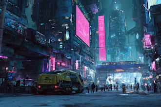 create epic sci fi city landscape artwork