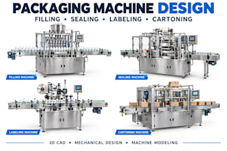design packaging machines for filling sealing wrapping labeling cartoning 3d cad