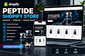 design peptide supplement shopify store with product focused layout