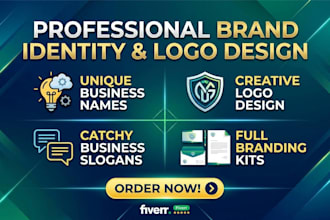 create unique logo design, business name, and slogan