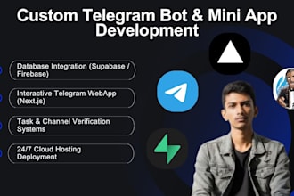 build custom telegram bot or telegram mini app with database