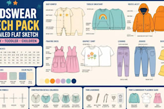 create kids and baby clothing tech pack for manufacturing