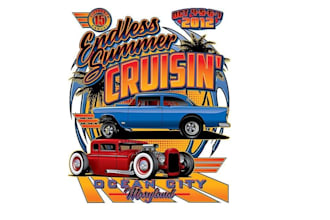 design a vintage racing car t shirt logo with classic retro style