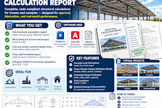 certify roof truss and canopy structural calculation report