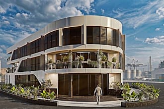 design a modern office building and industrial showroom