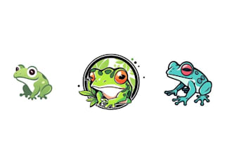 design a professional frog character logo in 2d style