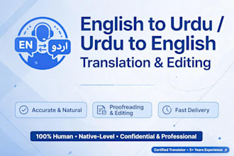 translate english to urdu and urdu to english professionally