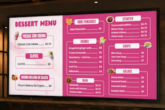 design a digital menu board, TV menu and restaurant led menu
