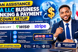 help resident  USA llc owners set up mercury, wise and stripe set up