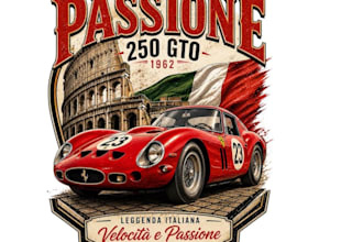 design a vintage drift racing car logo with retro motorsport style