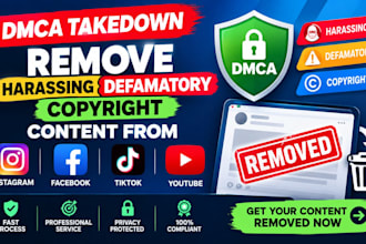takedown remove harassing defamatory copyright instagram facebook tiktok yt