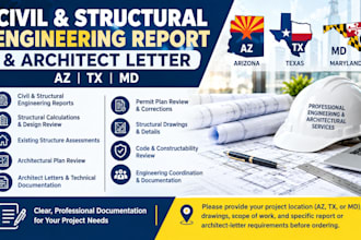 do civil and structural engineering report architect letter in az tx md