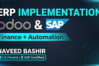 implement odoo or sap erp with finance, automation and bi setup
