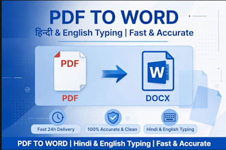 type hindi and english, pdf and image to word in 24 hours