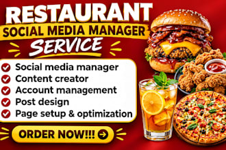be your restaurant social media manager for cafe, bar and food