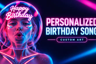 create a personalized birthday song with custom art