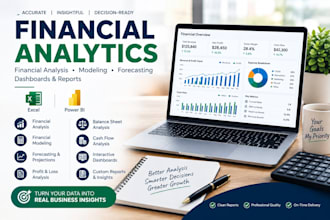 do financial analysis financial modeling forecasting  excel power bi dashboard