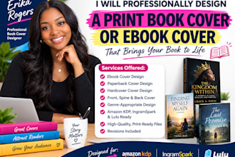 professionally design print book cover or ebook cover