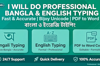 do fast english and bengali typing and entry