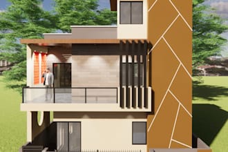 do small building 3d exterior design