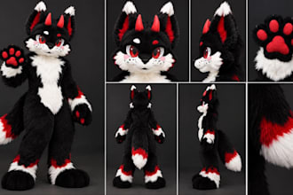 create custom fursuit head and partial suit plantigrade or digitigrade body suit