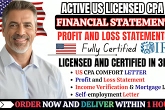provide US CPA letter CPA verification letter CPA comfort letter profit and loss