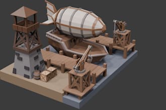 create low poly and mid poly 3d models assets and characters