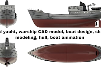 do 3d yacht, warship cad model, boat design, ship modeling, hull, boat animation