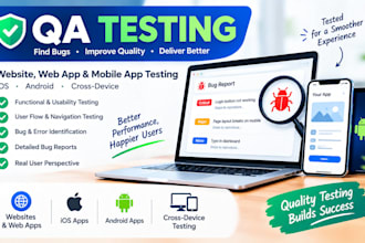 do QA testing, app testing, website testing, and ios app review, android testing