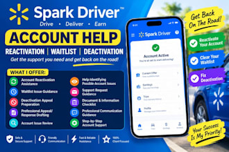 help for spark driver account reactivation, waitlist clearance, fix deactivation