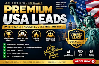 offer premium megamillions USA leads, sweeps leads, first hit, gamblers leads