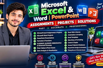do urgent ms excel, ms word assignments, powerpoint projects and modules
