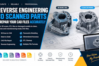 reverse engineer 3d scanned parts and repair your cad files accurately