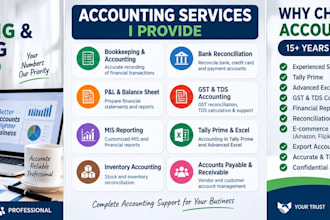 do bookkeeping, accounting, gst, tds and bank reconciliation