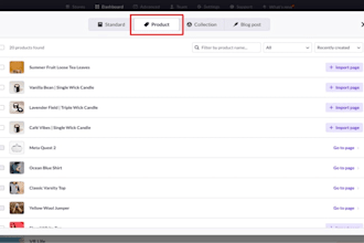 set up shopify collections, product variants, with header and footer navigation