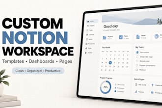 design custom notion template, dashboard or pages