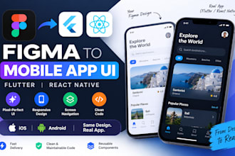 convert figma to flutter or react native mobile app UI