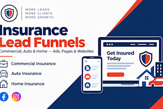 do commercial, auto and home insurance leads landing page, website, facebook ads