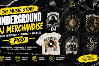 do music store underground dj merchandise black astrology vintage haunted pod