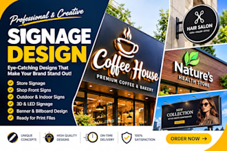design shop signboard, storefront signage and outdoor banner