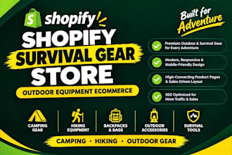 design shopify survival gear website outdoor equipment ecommerce store website